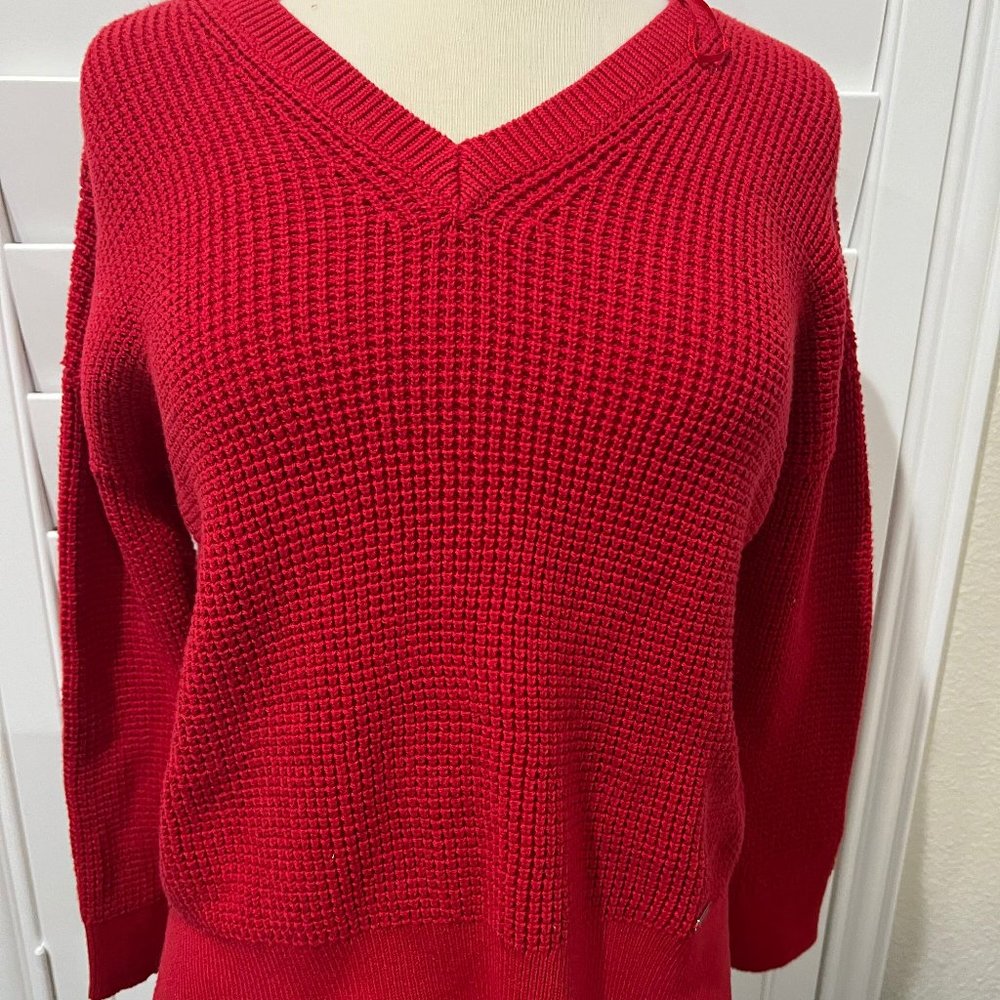 Michael Kors V-Neck Knit Sweater Petite (Red)